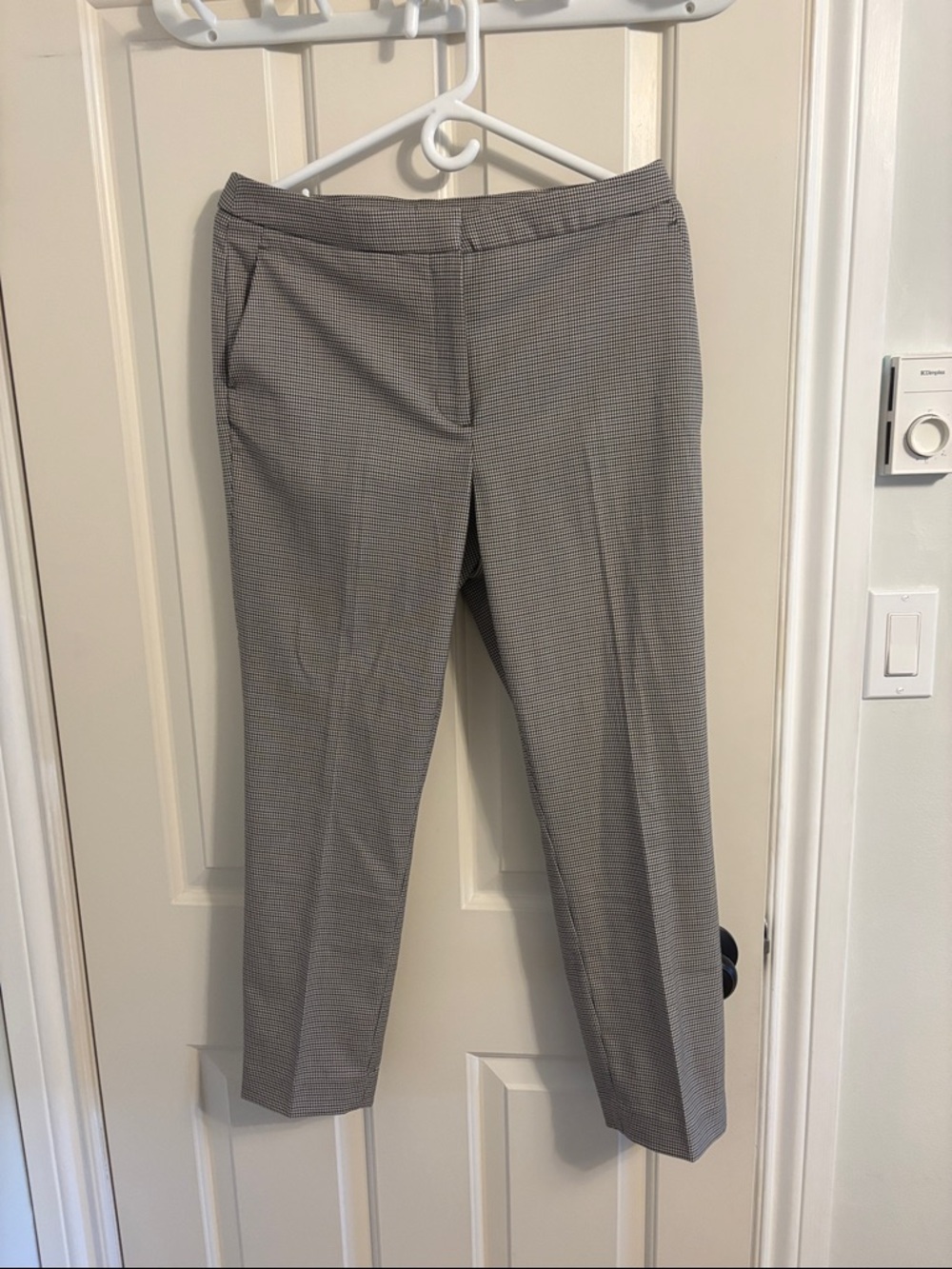 H&M Gray Micro-Houndstooth Slim Trousers